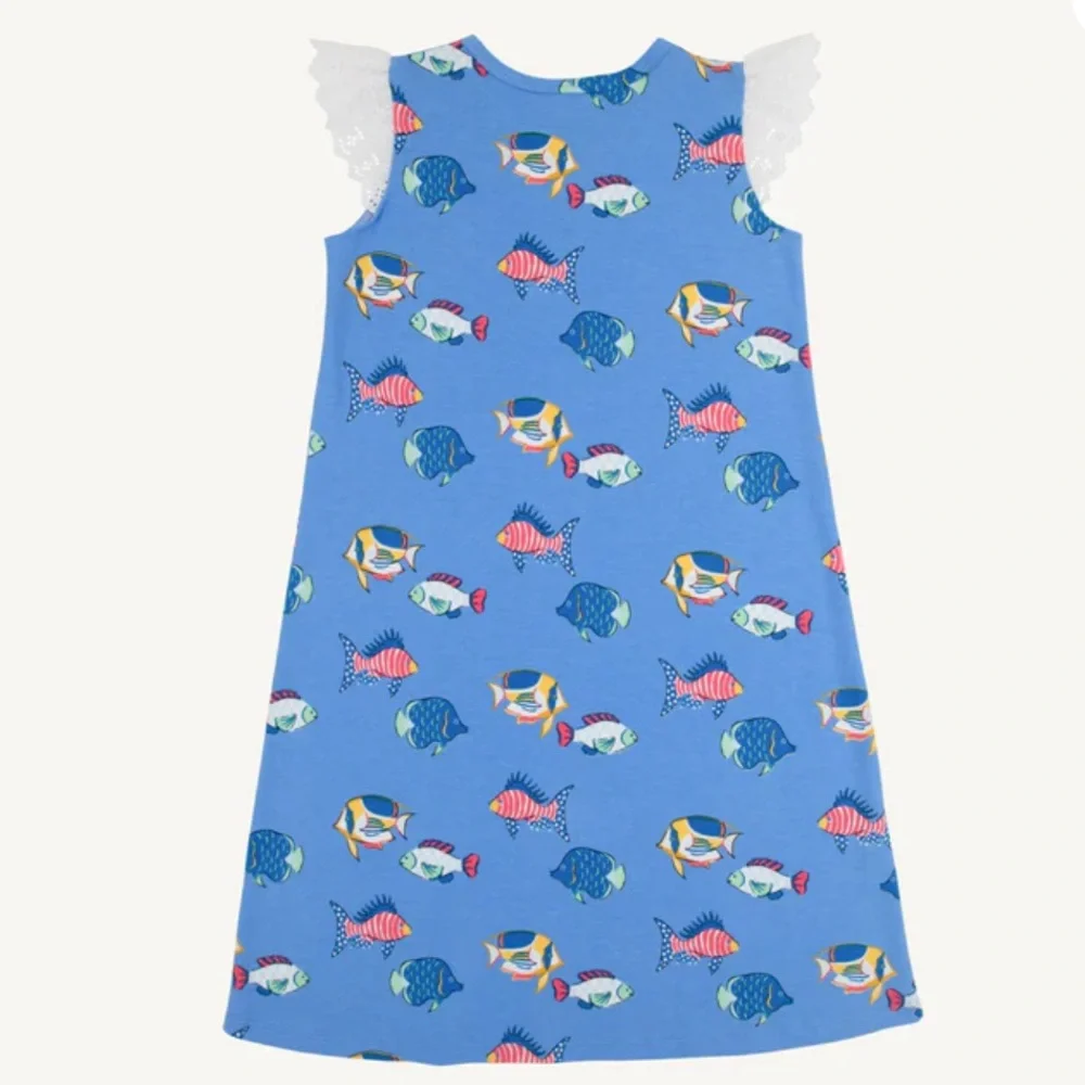 Beaufort Bonnet TBBC Ruffle Dress Here Fishy Fishy with Worth Avenue White